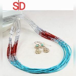 Multi strand necklace, finished with Sterling hardware
